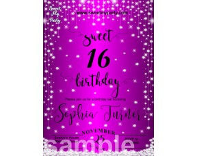 Purple Diamonds Sweet 16 Invitations,Purple Sparkle Diamonds Quinceanera Invitations,(016swee)
